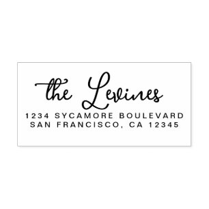 Chic Script Calligraphy Family Name Return Address Rubber Stamp