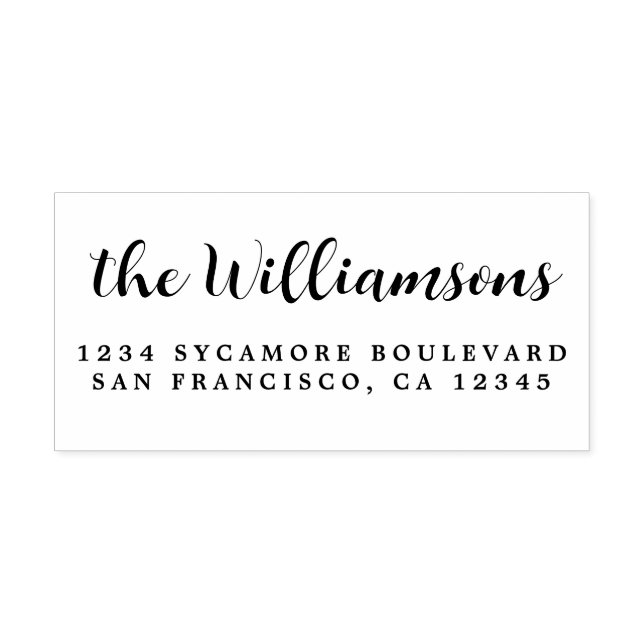 Chic Script Calligraphy Family Name Return Address Rubber Stamp (Imprint)