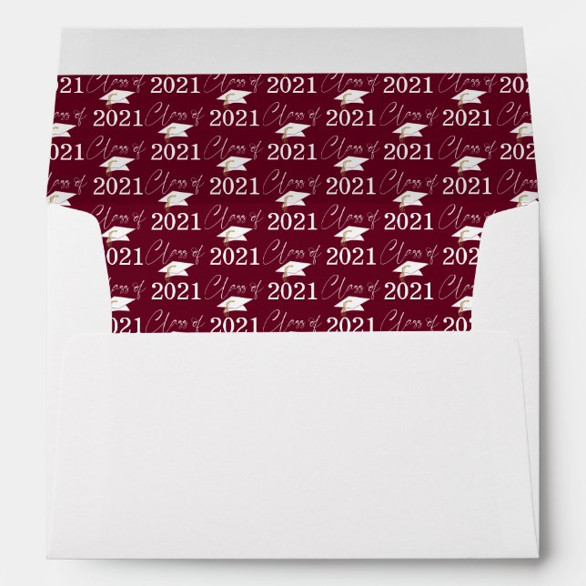 Chic Script Class of 2021 Graduation Cap Maroon Envelope (Back (Bottom))