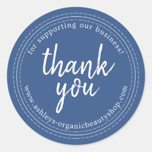 Chic Script Classic Blue Business Thank You Label