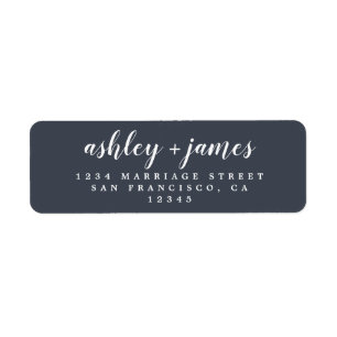 Chic Script Dark Blue Wedding Return Address Return Address Label