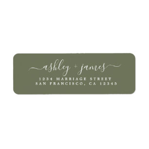 Chic Script Dark Green Wedding Return Address Label
