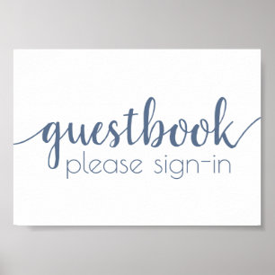 Chic Script   Dusty Blue Guest Book Table Sign