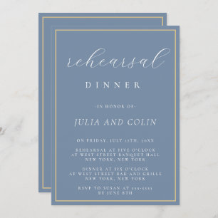 Chic Script Dusty Blue Rehearsal Dinner Invitation