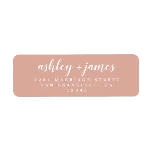 Chic Script Dusty Pink Wedding Return Address Label