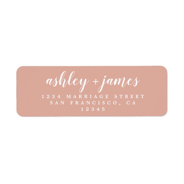Chic Script Dusty Pink Wedding Return Address Label (Front)