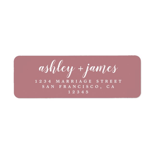Chic Script Dusty Rose Wedding Return Address Label (Front)