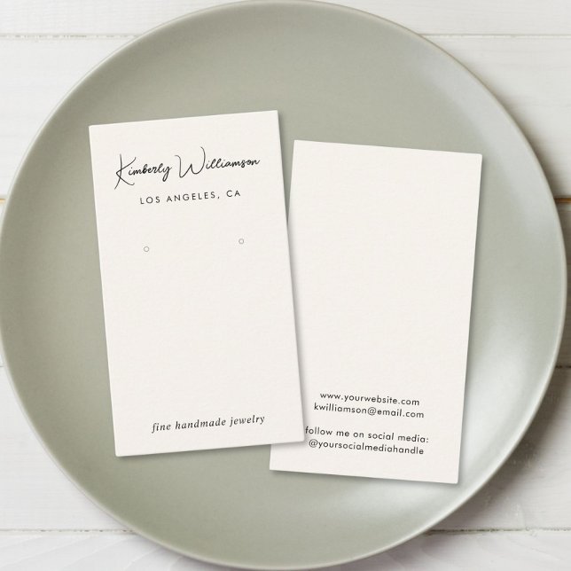 Chic Script Earring Cream Jewellery Display Card (Empower your name in our signature script as your logo and brand identity)