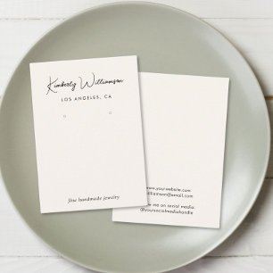 Chic Script Earring Cream Jewelry Display Card