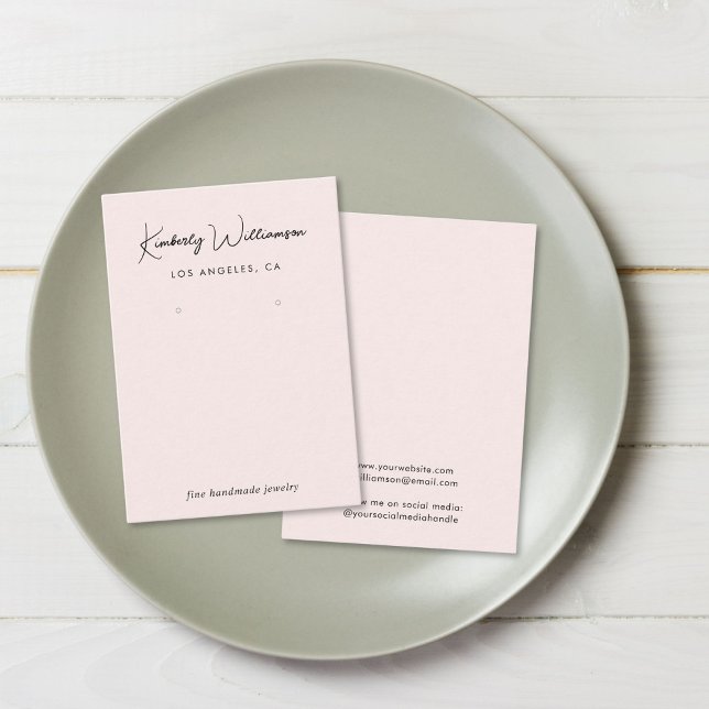 Chic Script Earring Pink Jewellery Display Card (Empower your name in our signature script as your logo and brand identity)