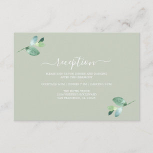 Chic Script Eucalyptus Foliage Wedding Reception Enclosure Card