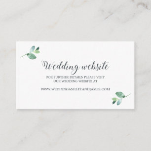 Chic Script Eucalyptus Foliage Wedding Website Enclosure Card