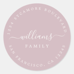 Chic Script Family Name Return Address Classic Round Sticker