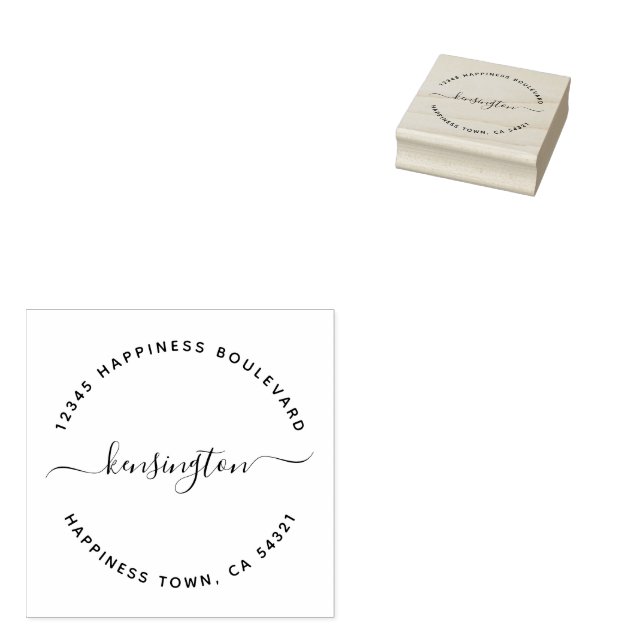 Chic Script Family Name Return Address Rubber Stamp (Stamped)