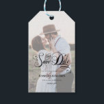 Chic Script Faux Vellum Effect Photo Save The Date Gift Tags<br><div class="desc">Modern and elegant design printed Chic Script Faux Vellum Effect Photo Save The Date Gift Tags that can be customised with your text. Please click the "Customise it" button and use our design tool to modify this template. Check out the Graphic Art Design store for other products that match this...</div>