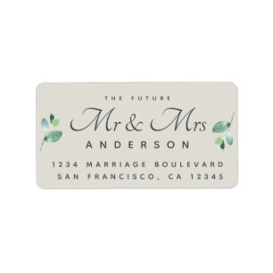 Chic Script Foliage Future Mr Mrs Wedding Address Label