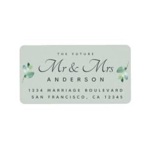 Chic Script Foliage Future Mr Mrs Wedding Address Label