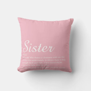 Chic Script Fun Pink Best Sister Ever Definition Cushion