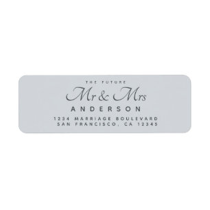 Chic Script Future Mr Mrs Blue Return Address Label