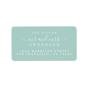 Chic Script Future Mr Mrs Blue Wedding Address Label