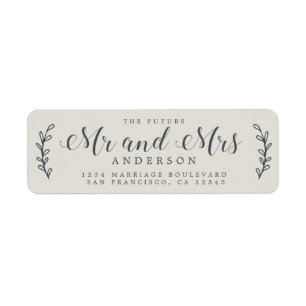 Chic Script Future Mr Mrs Grey Return Address Label