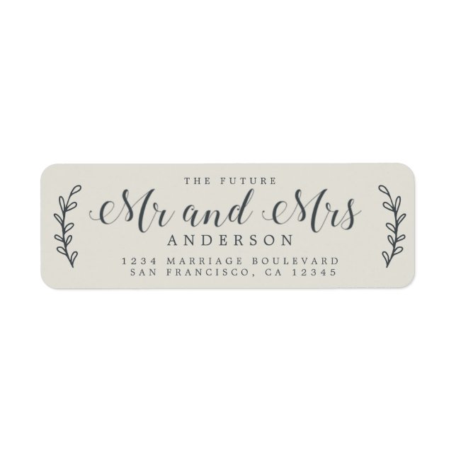 Chic Script Future Mr Mrs Grey Return Address Label (Front)