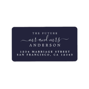 Chic Script Future Mr Mrs Navy Wedding Address Label