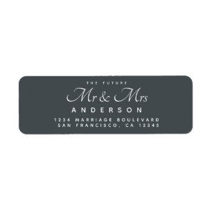 Chic Script Future Mr Mrs Off-Black Return Address Label
