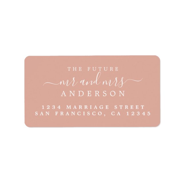 Chic Script Future Mr Mrs Pink Return Address Label (Front)