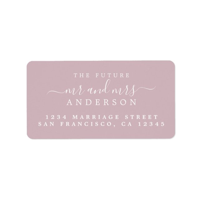 Chic Script Future Mr Mrs Purple Wedding Address Label (Front)