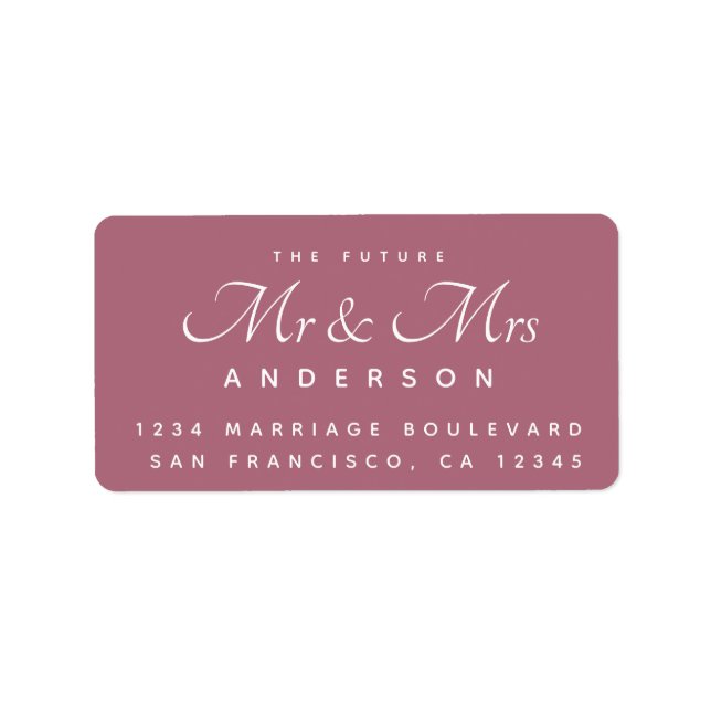 Chic Script Future Mr Mrs Wedding Address Label (Front)