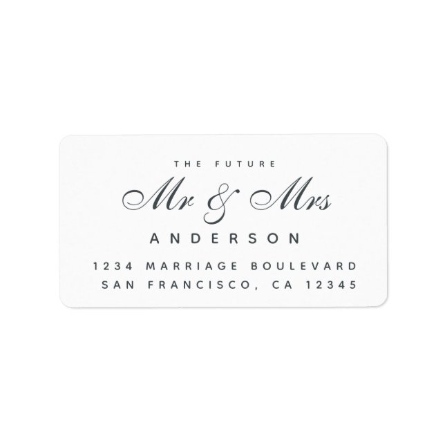Chic Script Future Mr Mrs Wedding Address Label (Front)