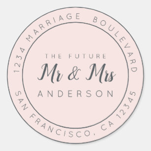 Chic Script Future Mr Mrs Wedding Return Address Classic Round Sticker
