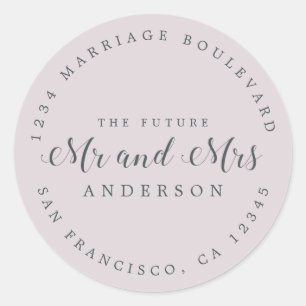 Chic Script Future Mr Mrs Wedding Return Address Classic Round Sticker