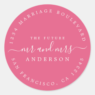 Chic Script Future Mr Mrs Wedding Return Address Classic Round Sticker