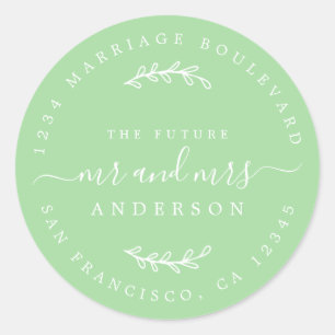 Chic Script Future Mr Mrs Wedding Return Address Classic Round Sticker