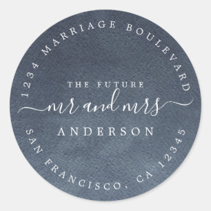 Chic Script Future Mr Mrs Wedding Return Address Classic Round Sticker
