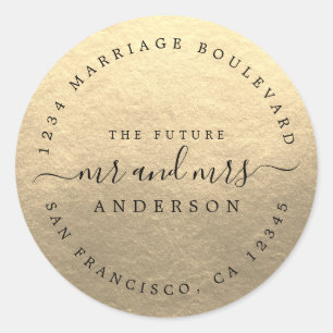 Chic Script Future Mr Mrs Wedding Return Address Classic Round Sticker