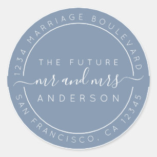 Chic Script Future Mr Mrs Wedding Return Address Classic Round Sticker