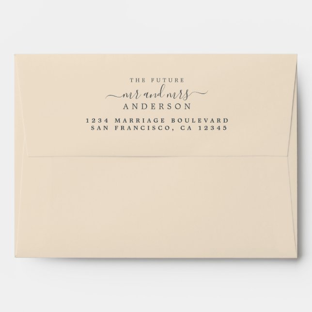 Chic Script Future Mr Mrs Wedding Return Address Envelope (Back (Top Flap))
