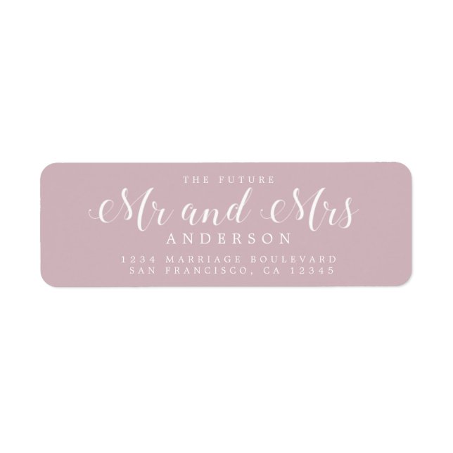 Chic Script Future Mr Mrs Wedding Return Address Label (Front)