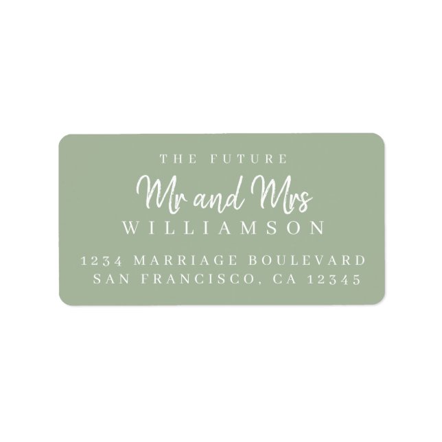 Chic Script Future Mr Mrs Wedding Return Address Label (Front)