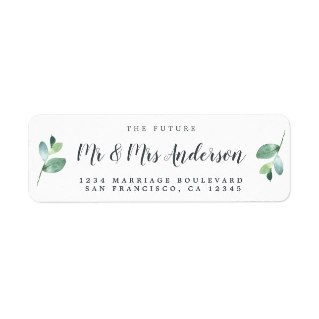 Chic Script Future Mr Mrs Wedding Return Address Label (Front)