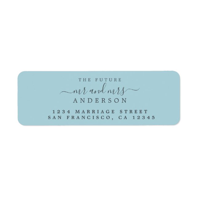 Chic Script Future Mr Mrs Wedding Return Address Label (Front)
