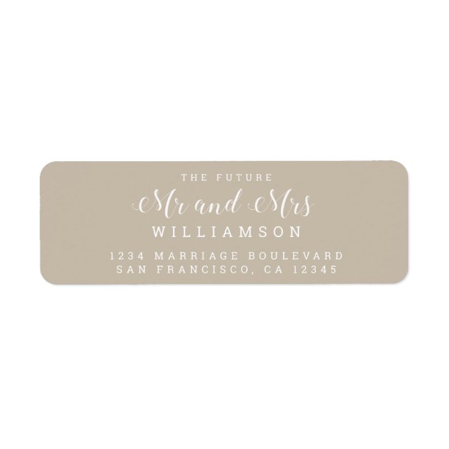 Chic Script Future Mr Mrs Wedding Return Address Label (Front)