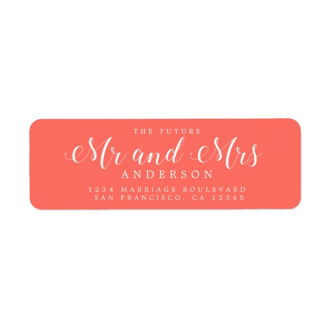 Chic Script Future Mr Mrs Wedding Return Address Label (Front)