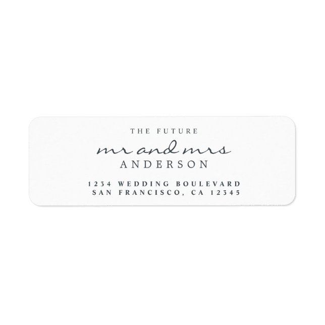 Chic Script Future Mr Mrs Wedding Return Address Label (Front)