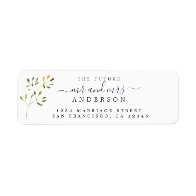 Chic Script Future Mr Mrs Wedding Return Address Label (Front)