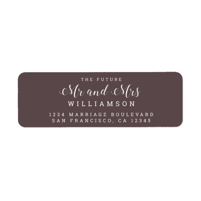 Chic Script Future Mr Mrs Wedding Return Address Label (Front)