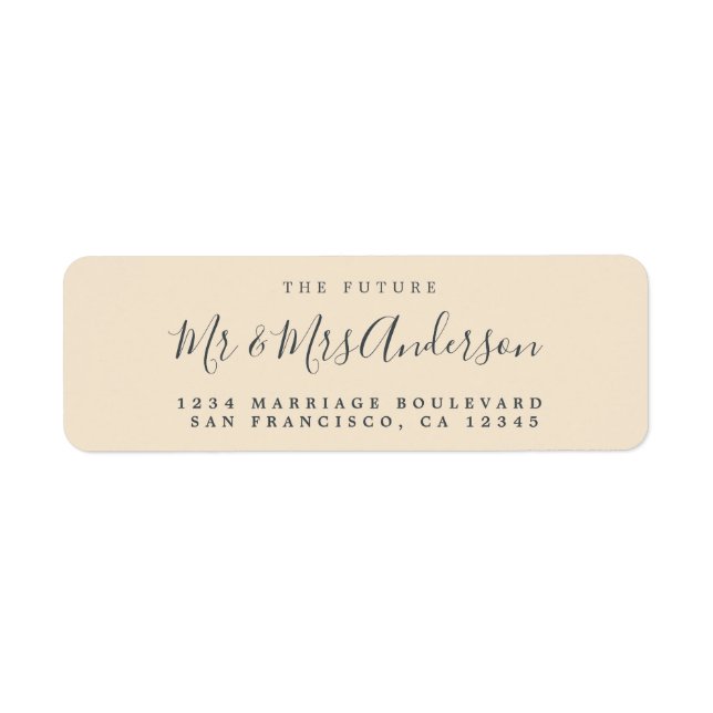 Chic Script Future Mr Mrs Wedding Return Address Label (Front)